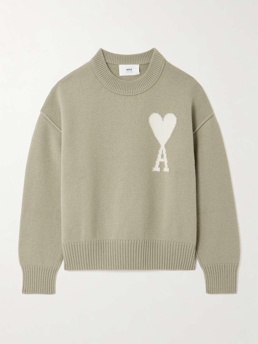 AMI PARIS + Net Sustain Adc Intarsia Wool Sweater - x large