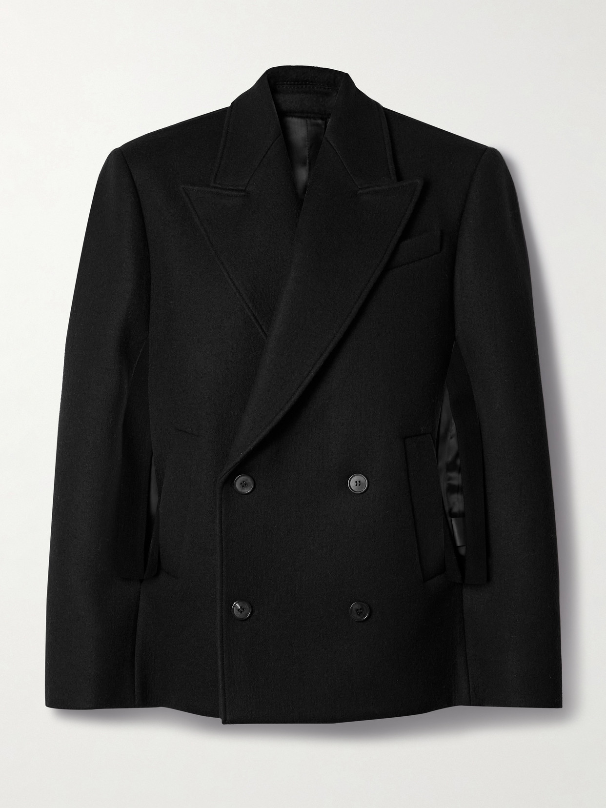 WARDROBE.NYC WARDROBE. NYC - Cape-effect Double-breasted Wool Coat - Black