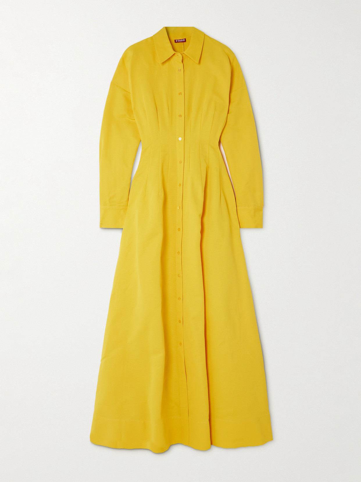 STAUD - Winona Cotton-blend Faille Maxi Shirt Dress - Yellow