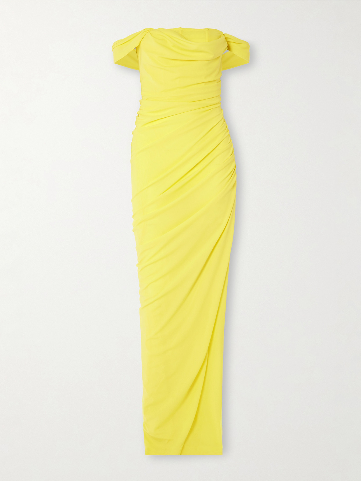 STAUD Stormi Ruched Stretch-tulle Maxi Dress - Yellow