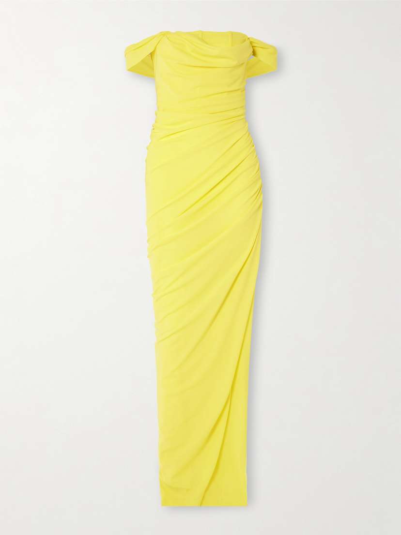 Staud Stormi Ruched Stretch-tulle Maxi Dress