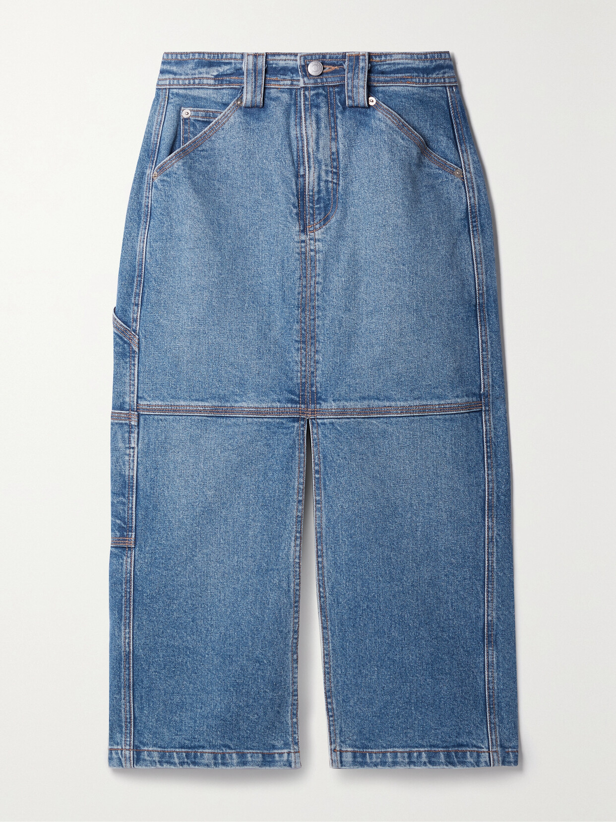 A.l.c Alden Split Denim Midi Skirt In Blue