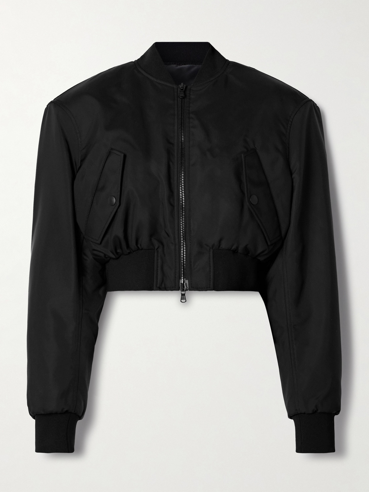 Shop Wardrobe.nyc Cropped Shell Bomber Jacket In Black