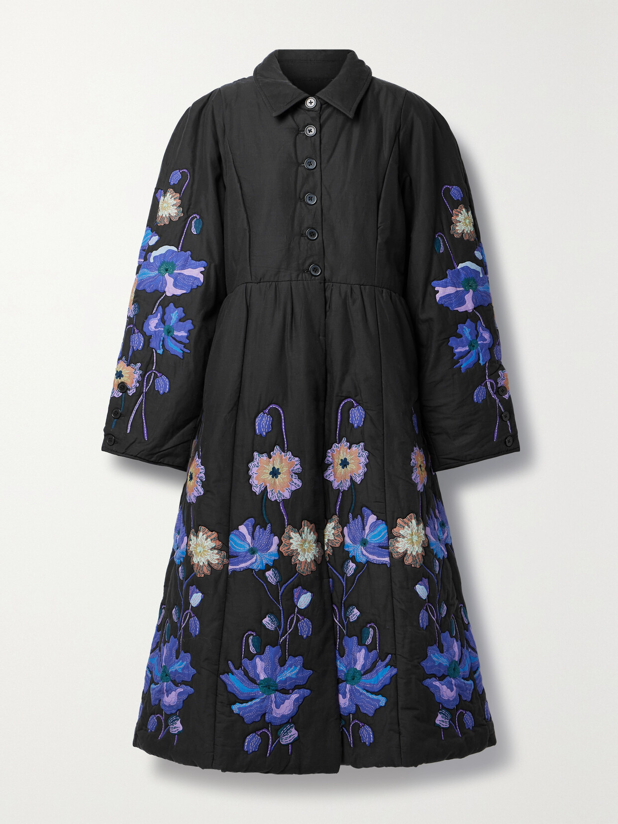 Sea Paula Patchwork Padded Cotton Coat - Black