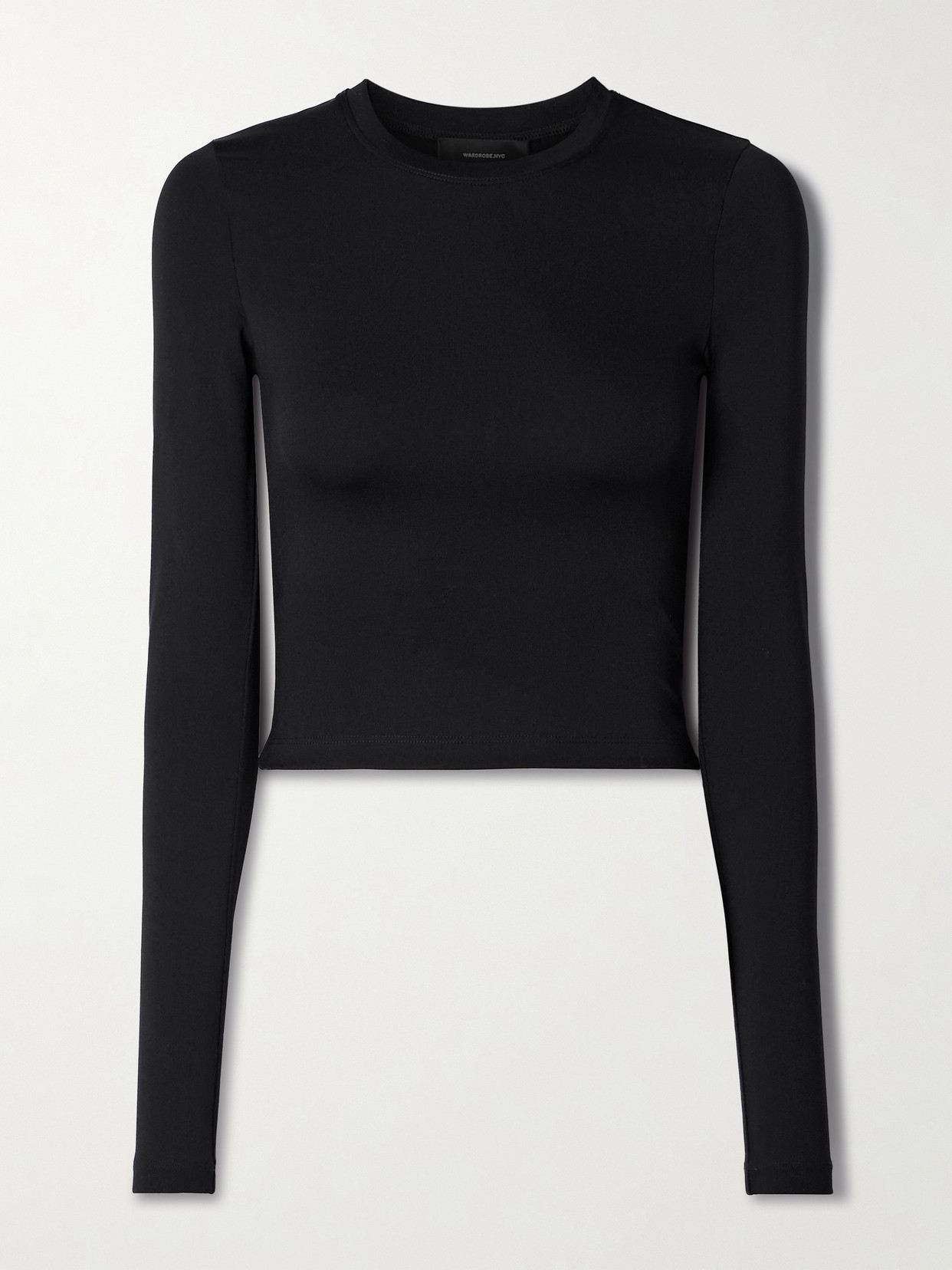 Wardrobe.nyc Cropped Stretch-jersey T-shirt In Black