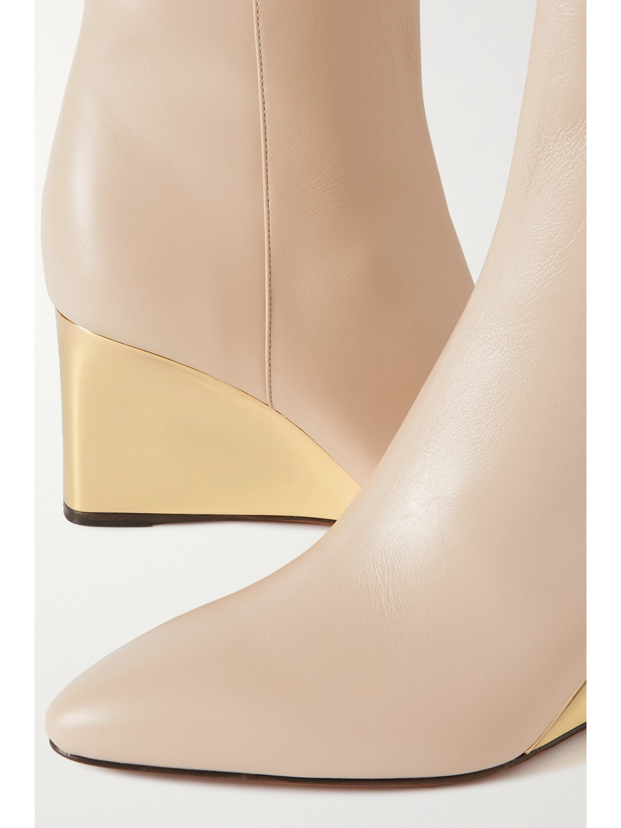 Shop Chloé + Net Sustain Rebecca Leather Wedge Ankle Boots In Off-white