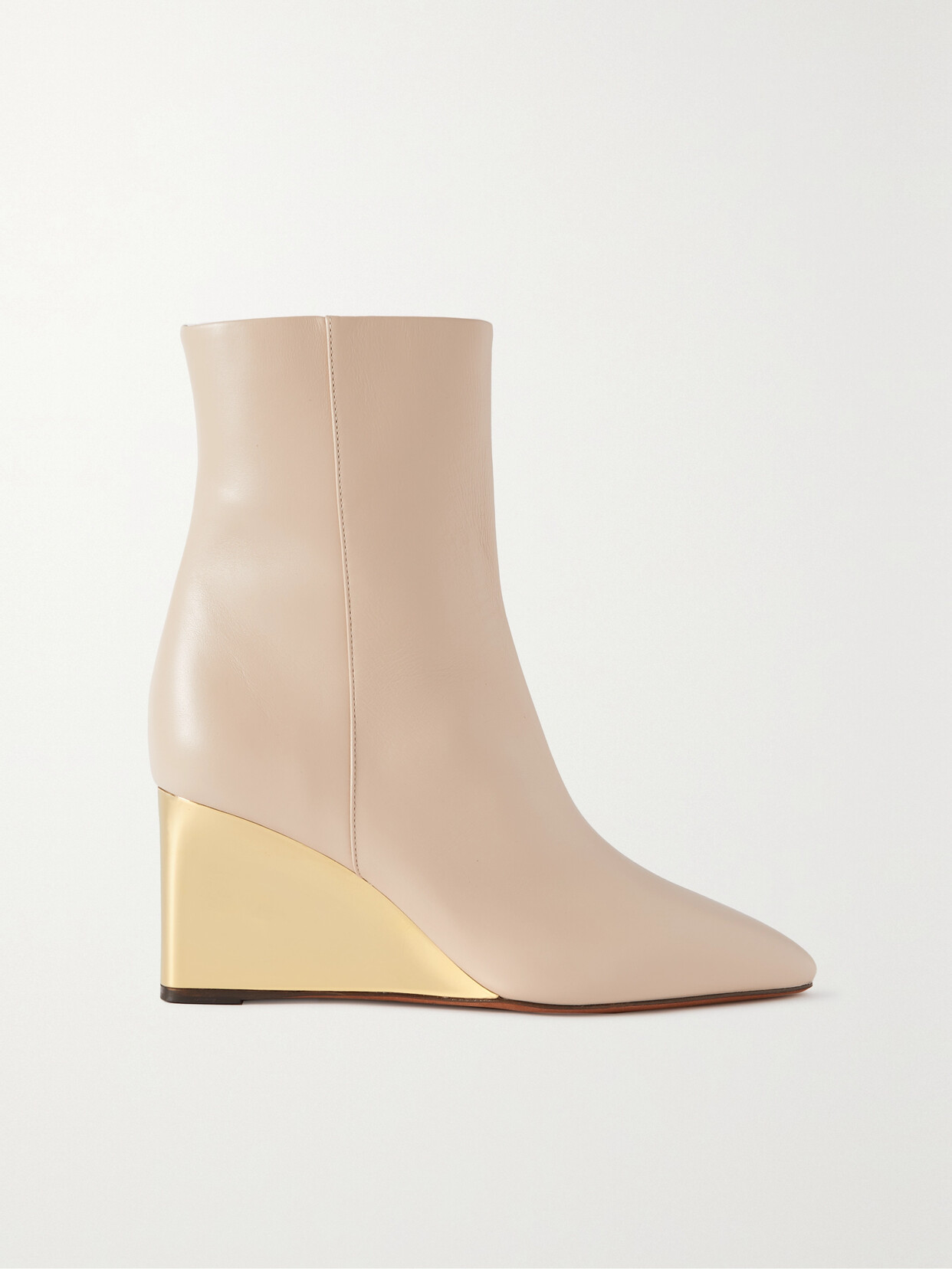 Shop Chloé + Net Sustain Rebecca Leather Wedge Ankle Boots In Off-white