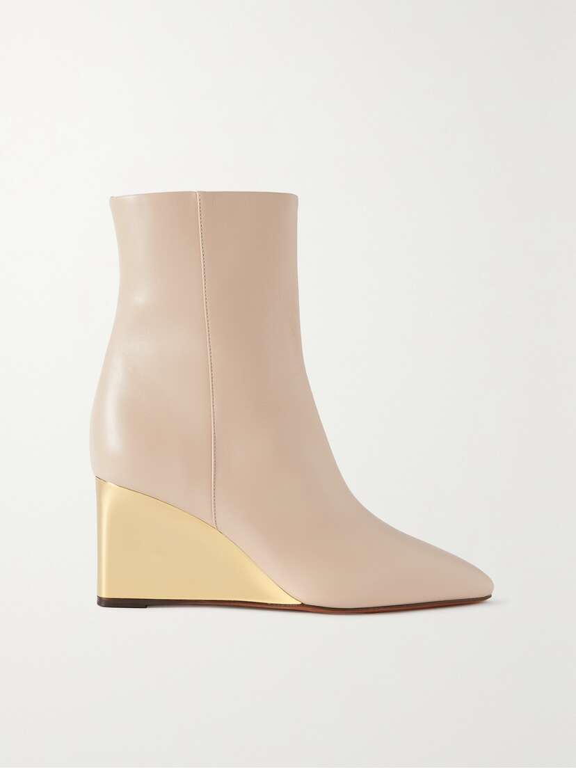 Chloé + Net Sustain Rebecca Leather Wedge Ankle Boots
