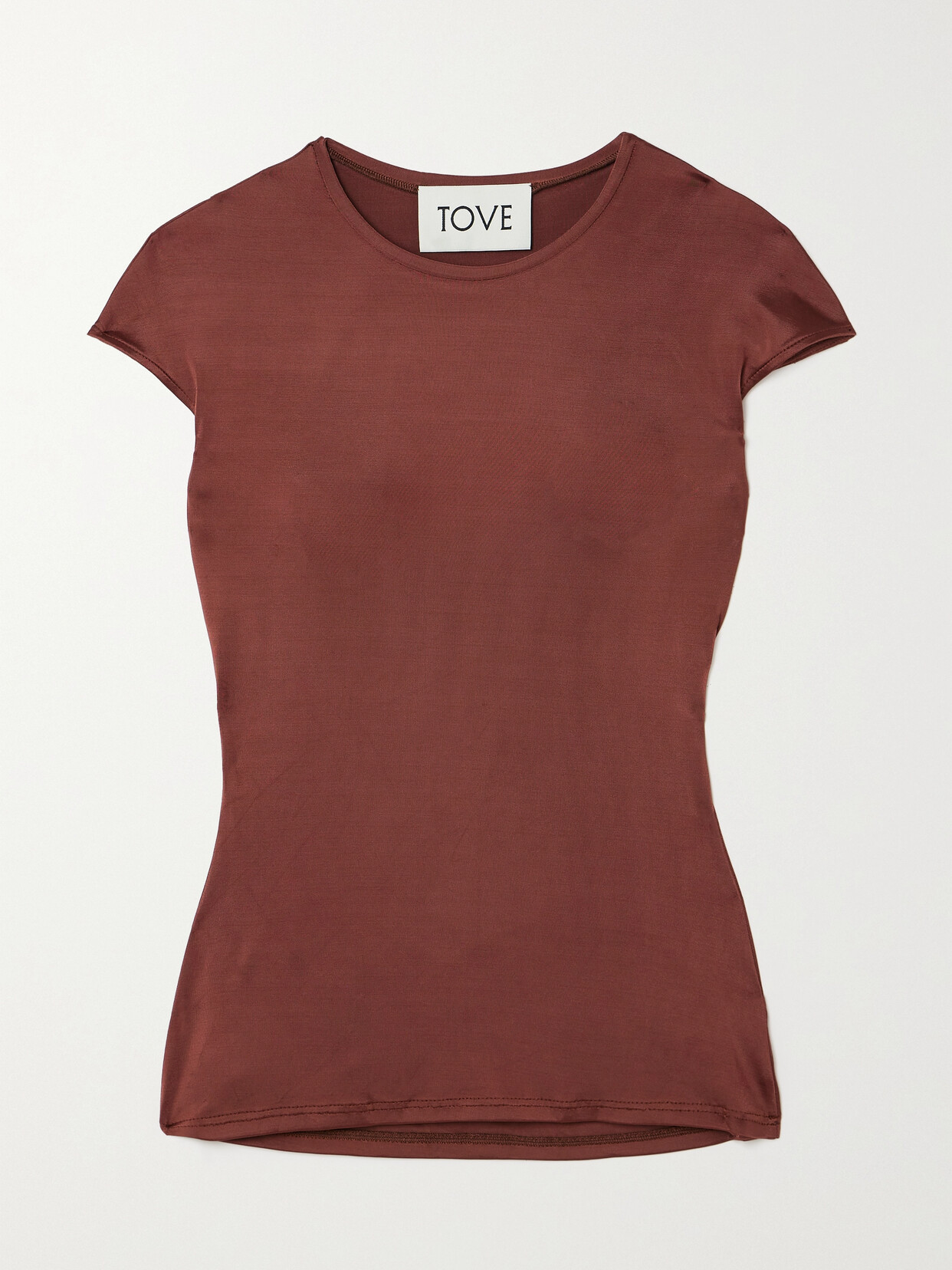 Tove Deca Stretch-jersey Top In Brown