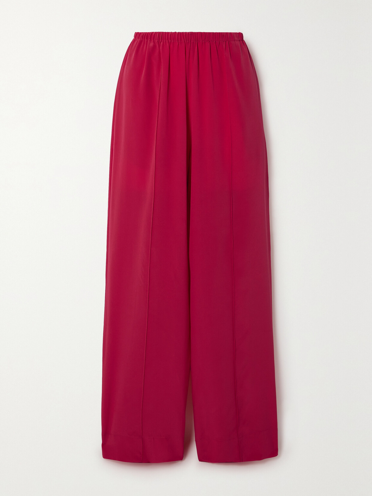 Esse Studios Classico Silk Crepe De Chine Wide-leg Pants In Red