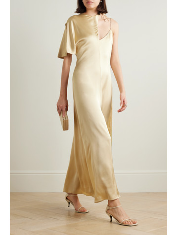 Esse Studios Lumiere Cascade asymmetric satin maxi dress