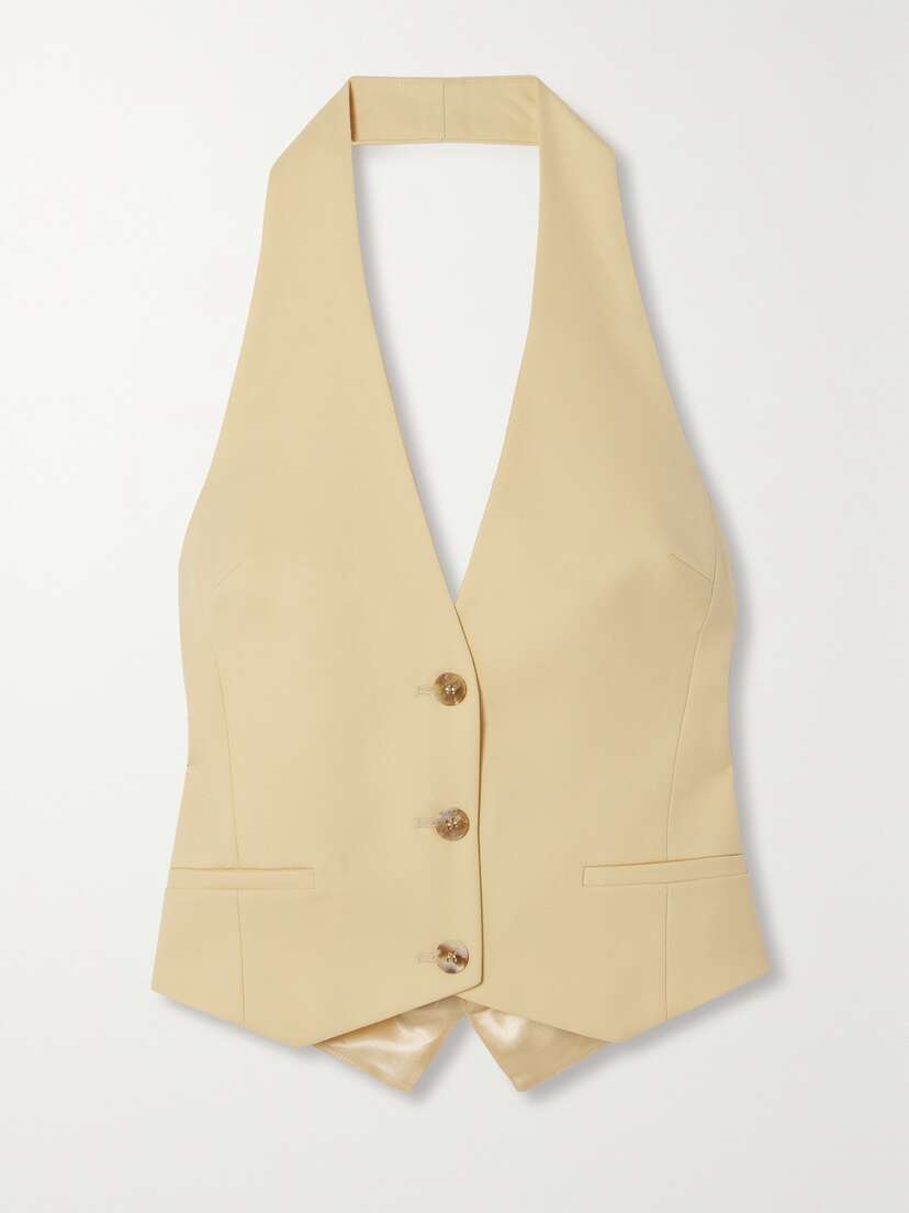 ESSE Studios Delphi Satin And Wool-blend Twill Halterneck Vest