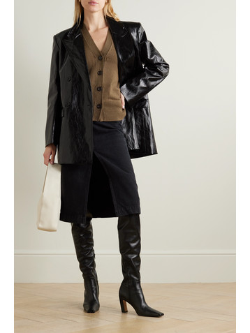 Esse Studios Milos double-breasted crinkled faux leather blazer