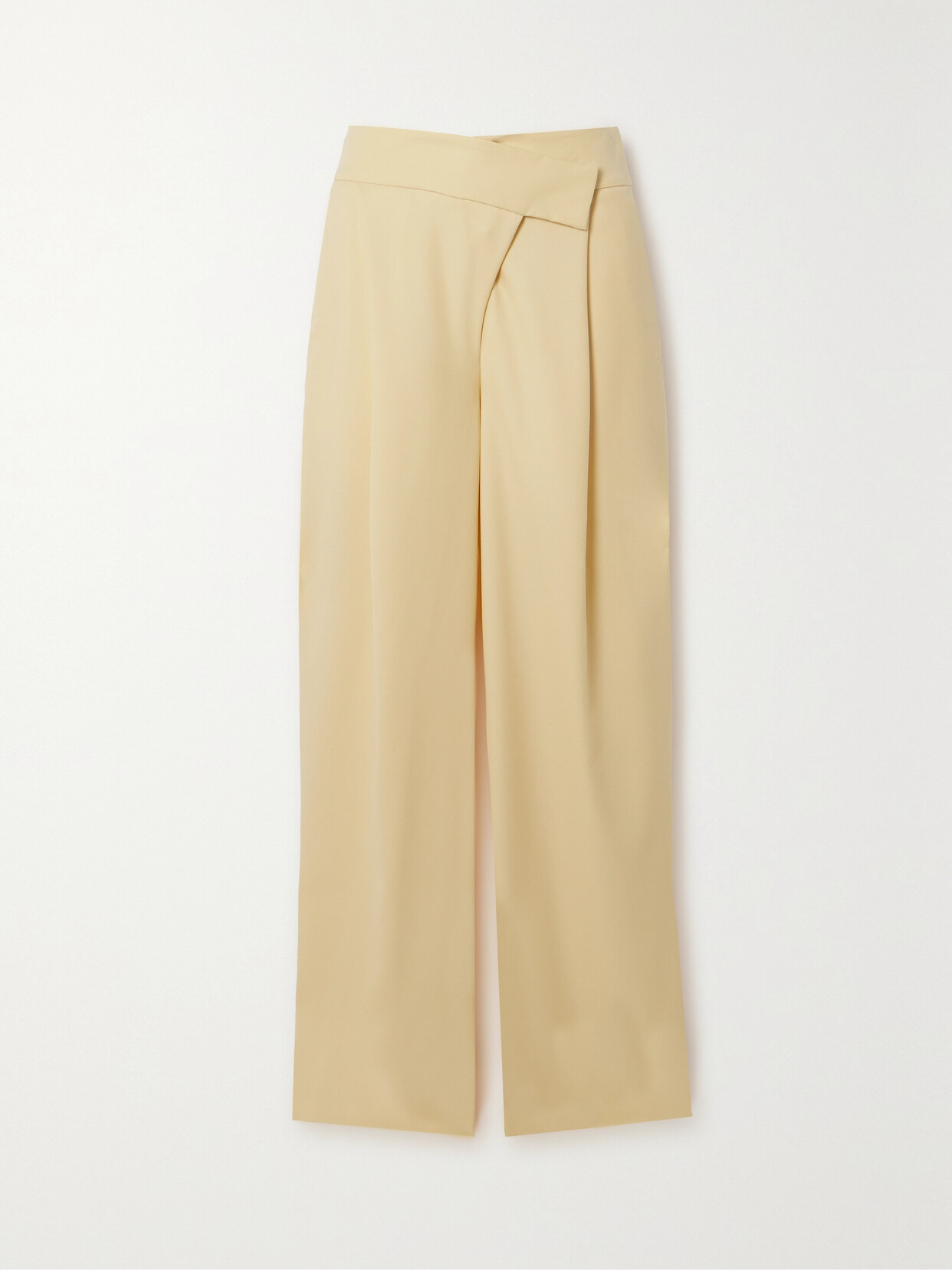 Esse Studios Delphi Pleated Wool-blend Twill Wide-leg Trousers In Cream