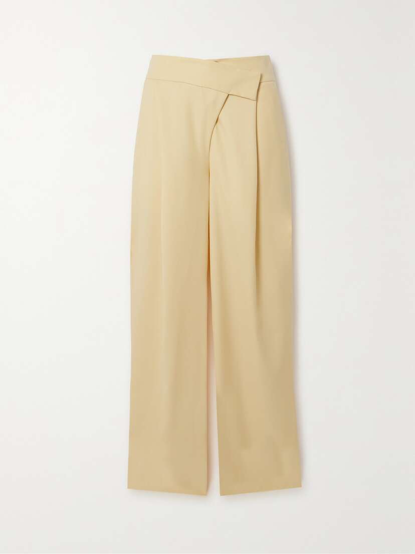 ESSE Studios Delphi Pleated Wool-blend Twill Wide-leg Pants