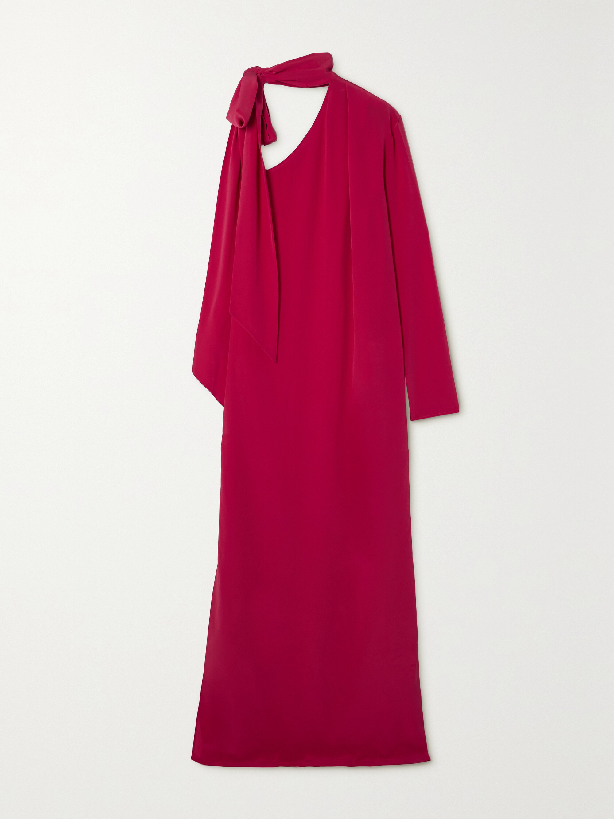 Esse Studios Classico one-sleeve tie-neck silk crepe de chine maxi dress