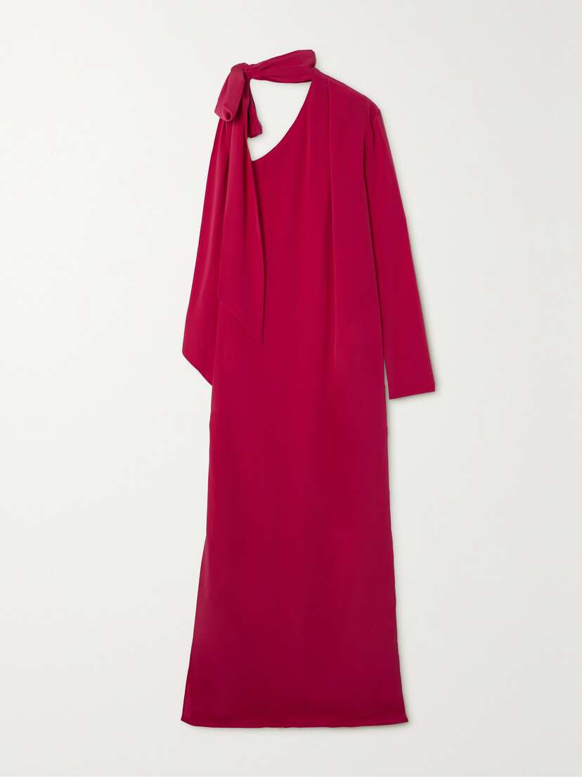 ESSE Studios Classico One-sleeve Tie-neck Silk Crepe De Chine Maxi Dress