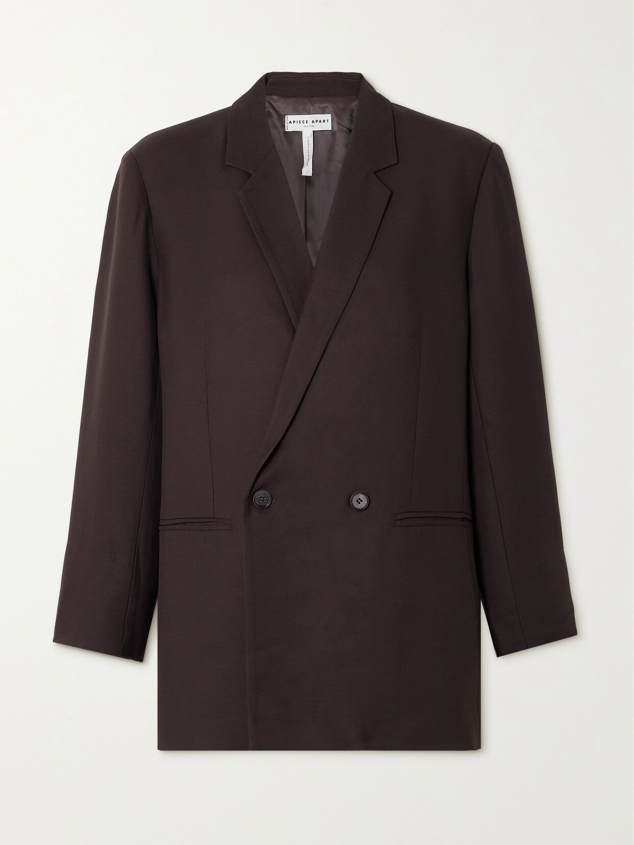 Apiece Apart Elsa Double-breasted Crepe Blazer In Brown