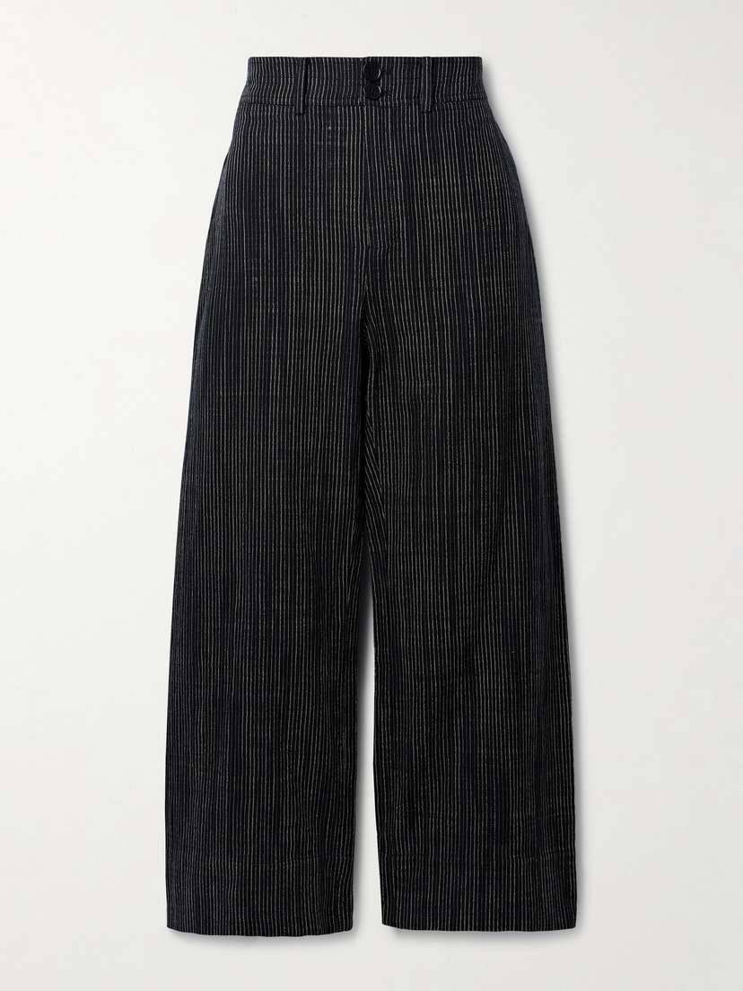 APIECE APART Merida Striped Organic Cotton Wide-leg Pants