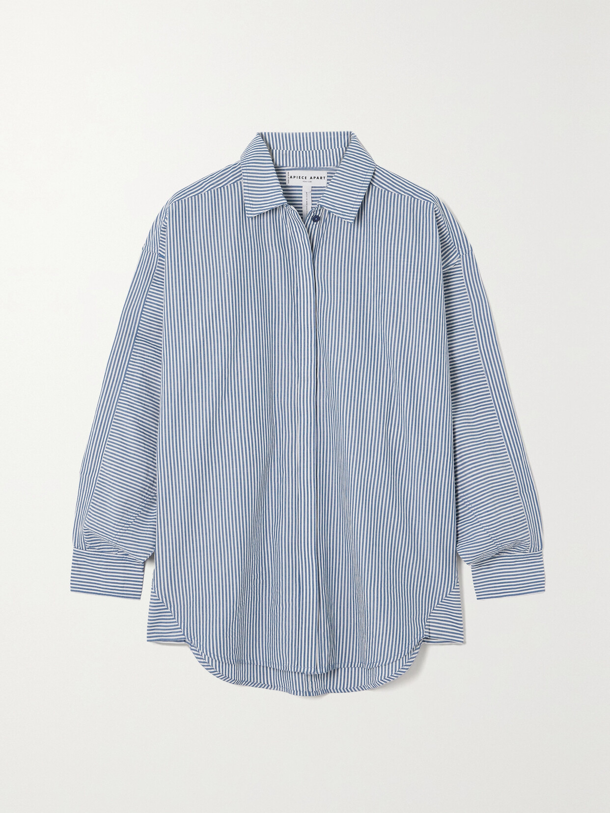 Apiece Apart Kaarina Striped Organic Cotton-poplin Shirt In Blue