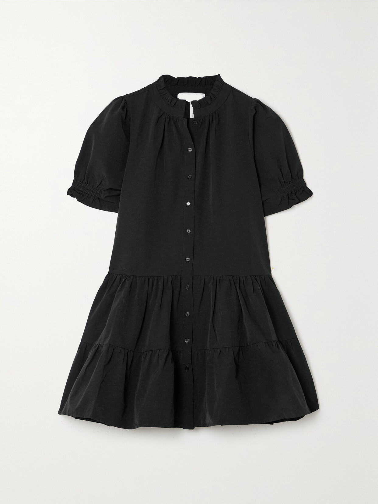 Apiece Apart Las Alturas Gathered Tiered Poplin Mini Dress In Black