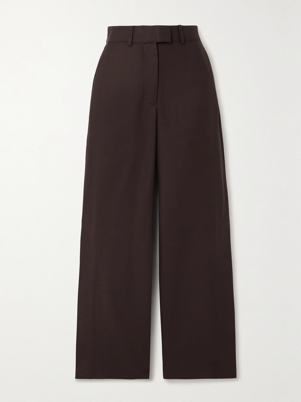 Apiece Apart Alba Crepe Wide-leg Trousers In Brown