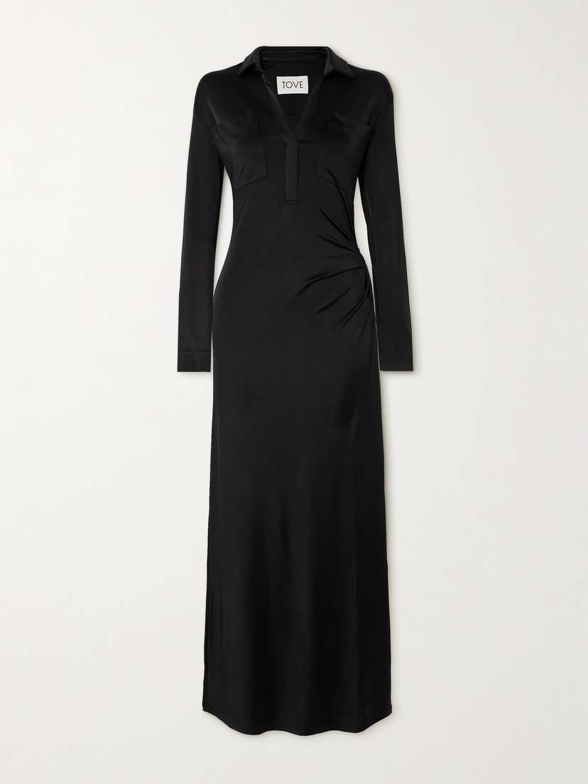 Tove Iana Gathered Stretch-jersey Maxi Dress