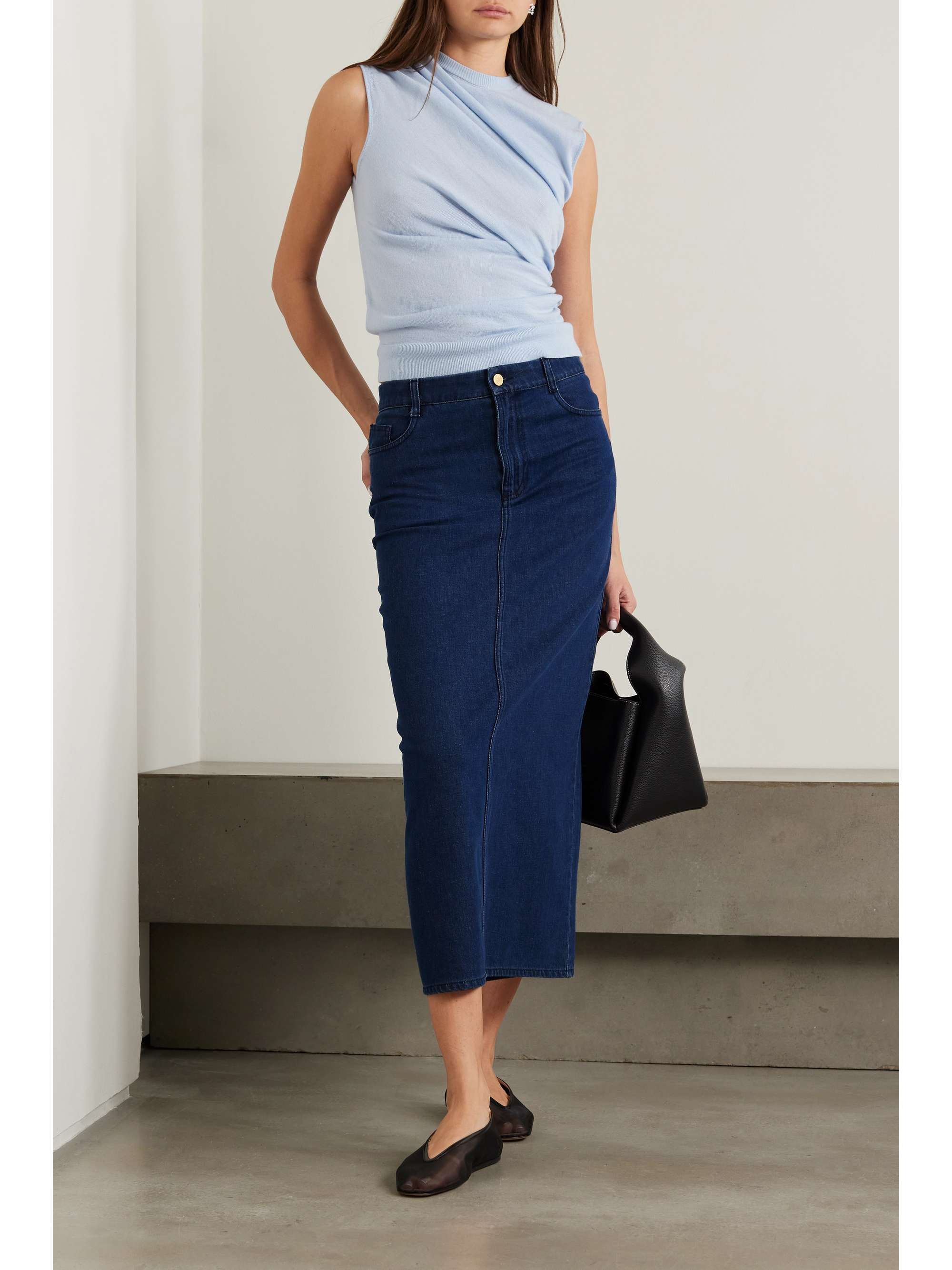 Sera denim midi skirt