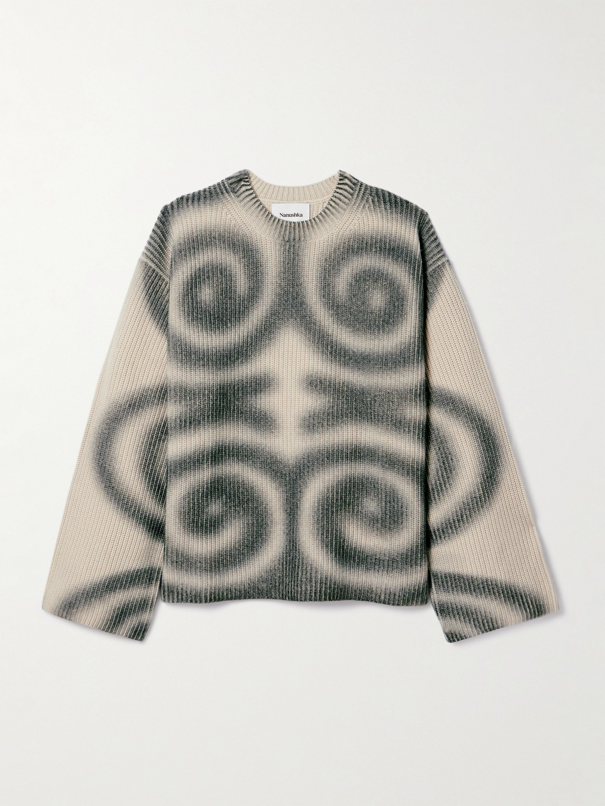 Nanushka Maura Printed Ribbed Wool And Cashmere-blend Sweater In Multi