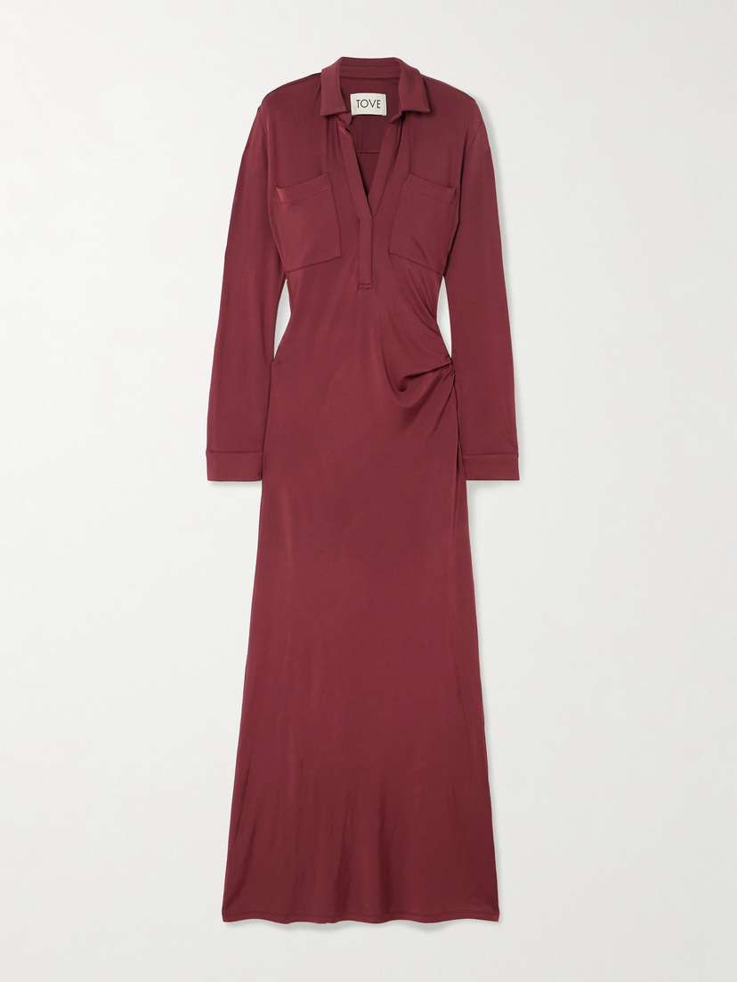 Tove Iana Gathered Stretch-jersey Maxi Dress