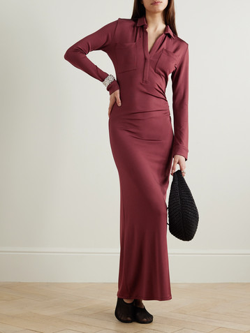 TOVE Iana gathered stretch-jersey maxi dress