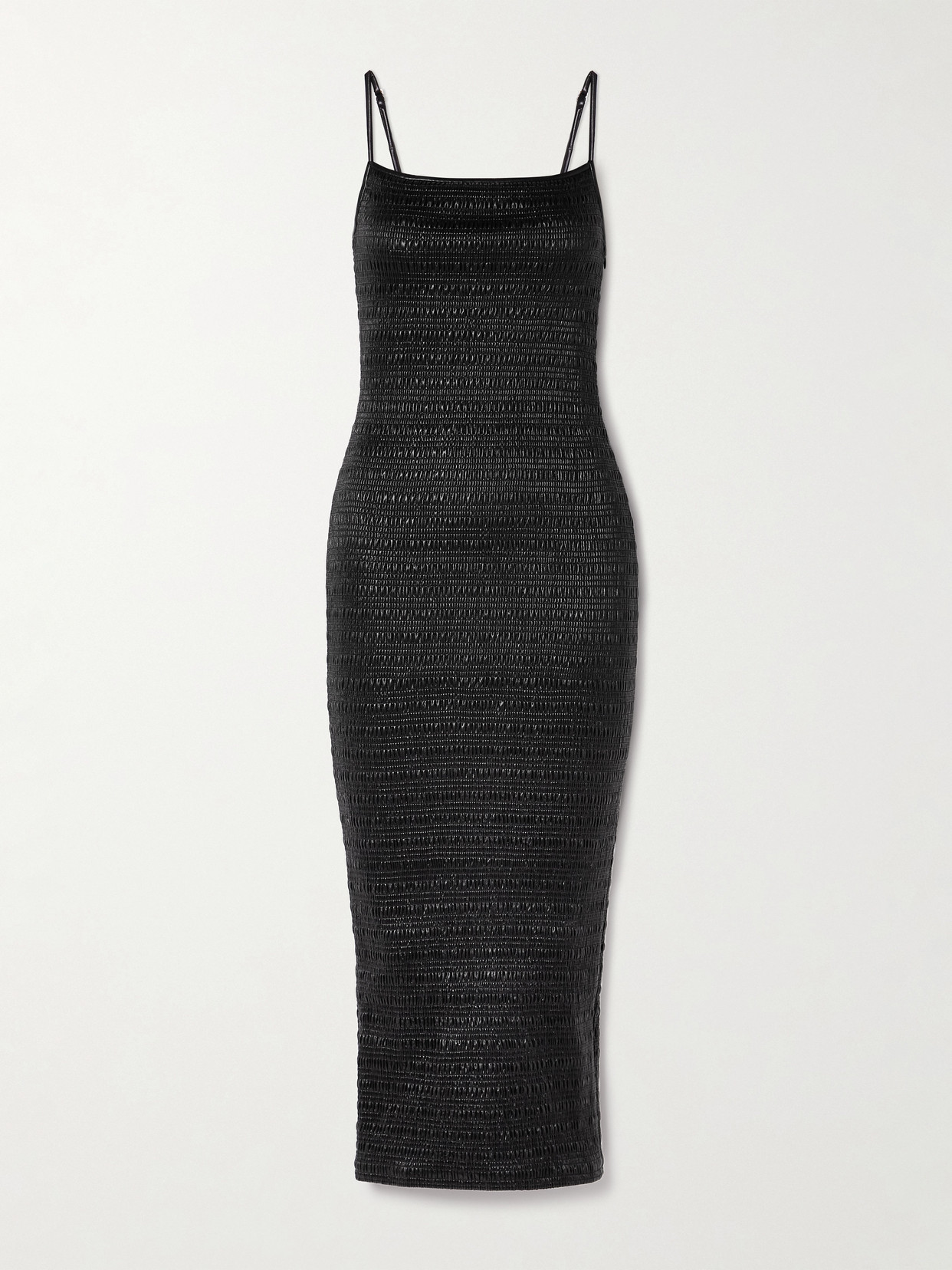 Nanushka Barra Smocked Bodycon Midi Dress In Black