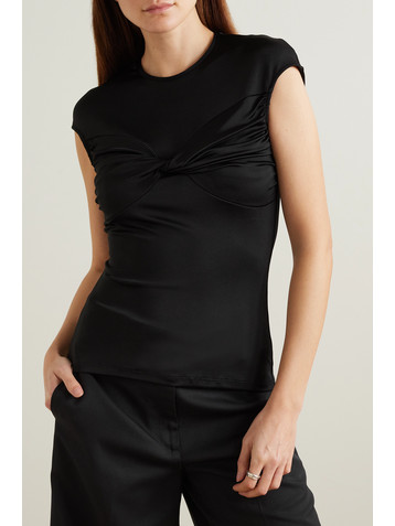 TOVE Paola twist-front satin and stretch-jersey top