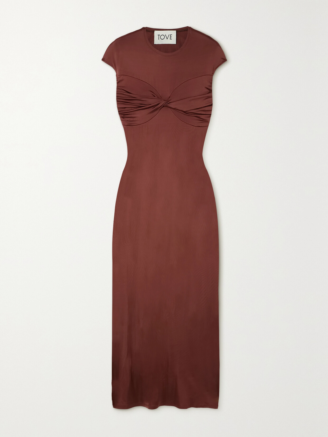 Tove Mali Twist-front Satin-jersey Maxi Dress In Red