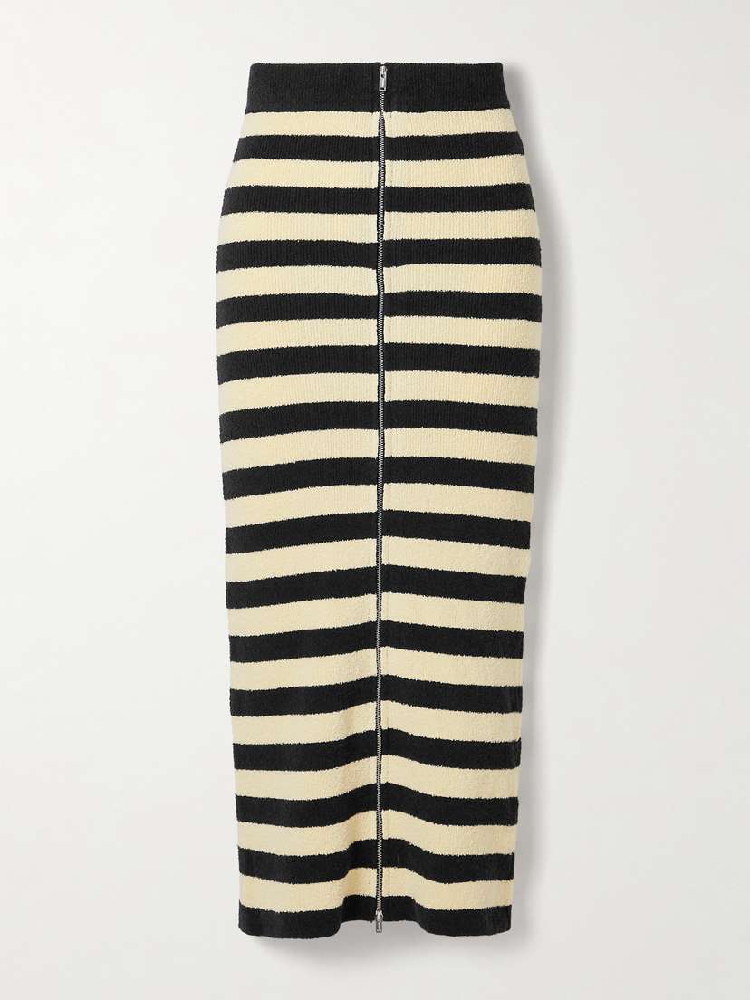 Nanushka + Net Sustain Nima Striped Organic Cotton-blend Terry Midi Skirt