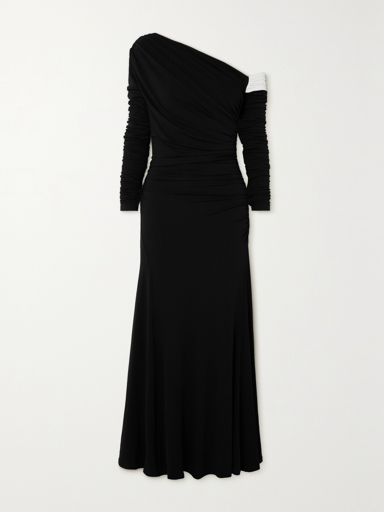 Shop Tove Ulla One-shoulder Gathered Stretch-crepe Maxi Dress In Black