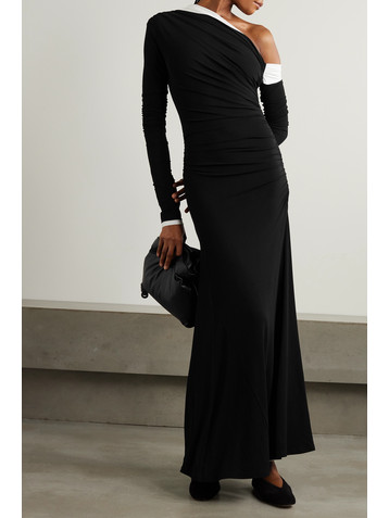 TOVE Ulla one-shoulder gathered stretch-crepe maxi dress