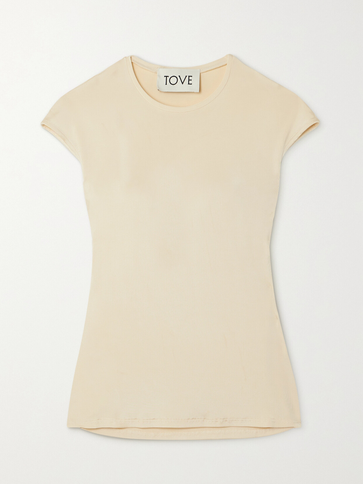 Tove Deca Draped Viscose Jersey Top In 白色