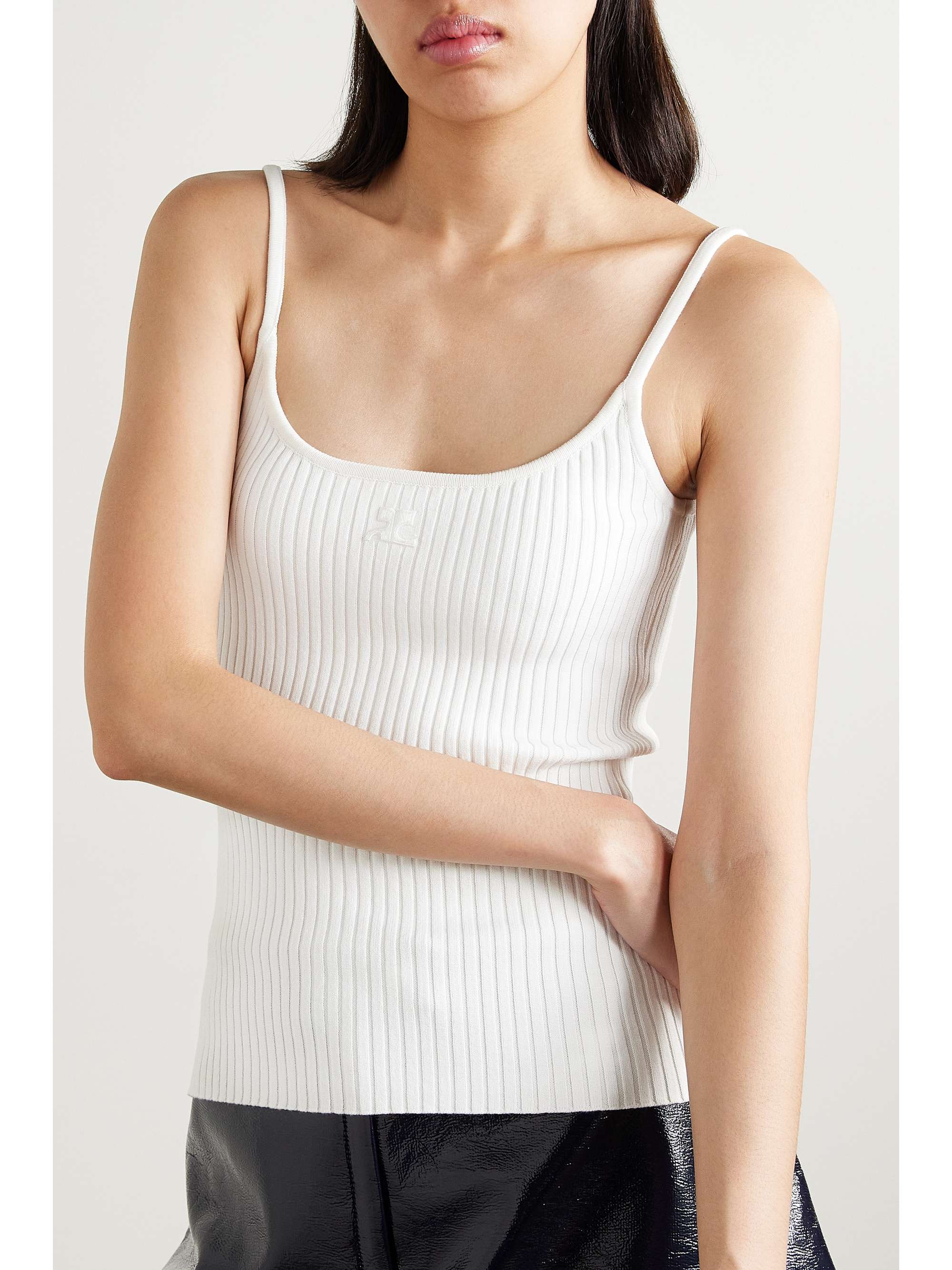 COURRÈGES Appliquéd ribbed-knit tank