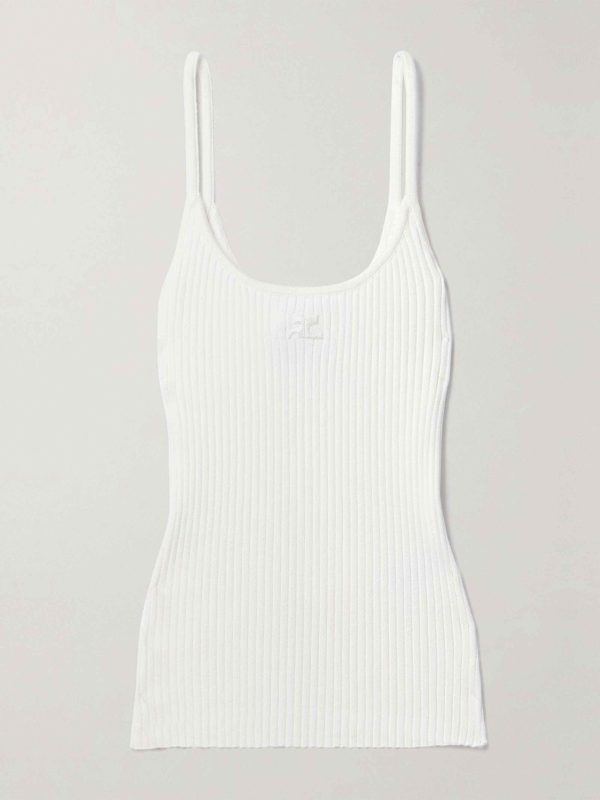 COURRÈGES Reedition appliquéd ribbed-knit tank