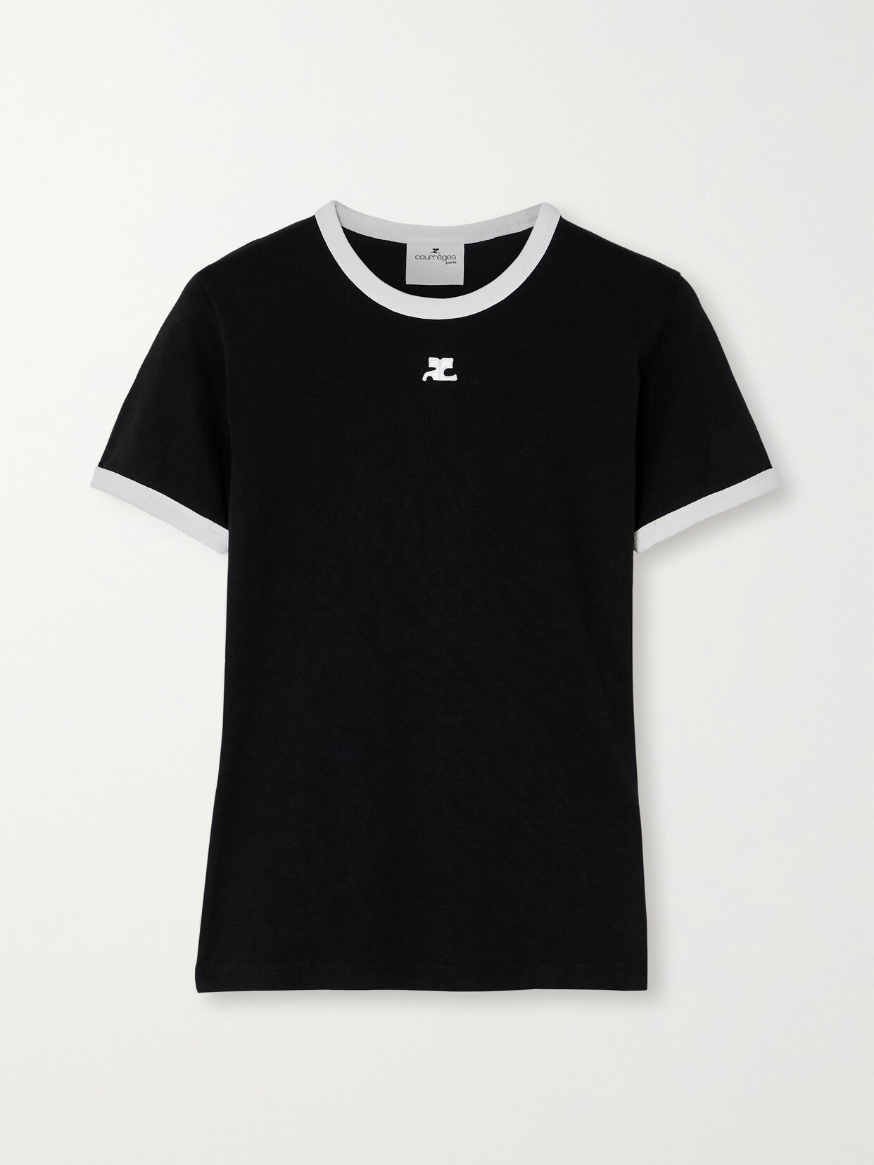 COURREGES - Reedition Piped Cotton-jersey T-shirt - Black