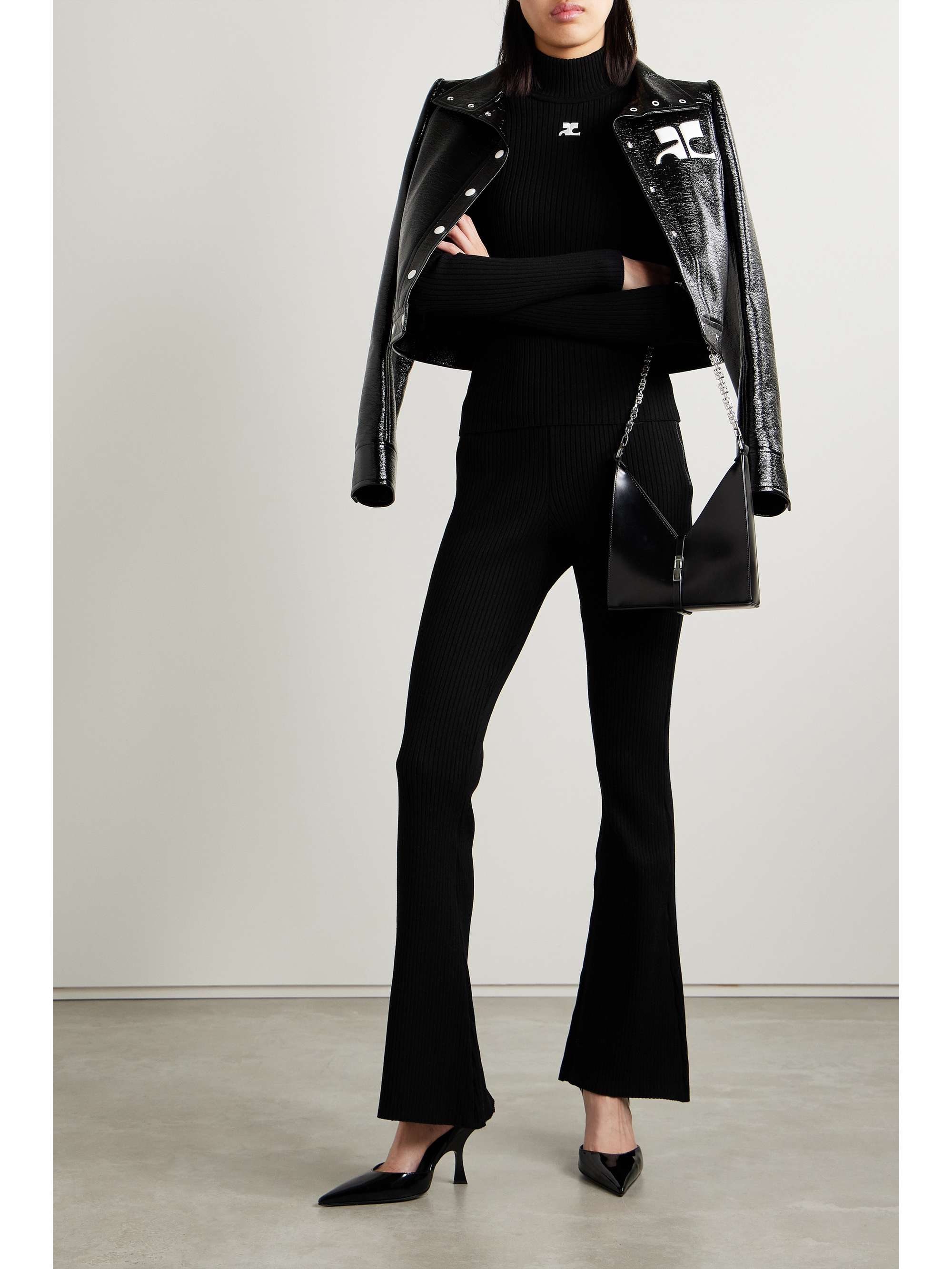COURRÈGES 刺绣罗纹针织毛衣