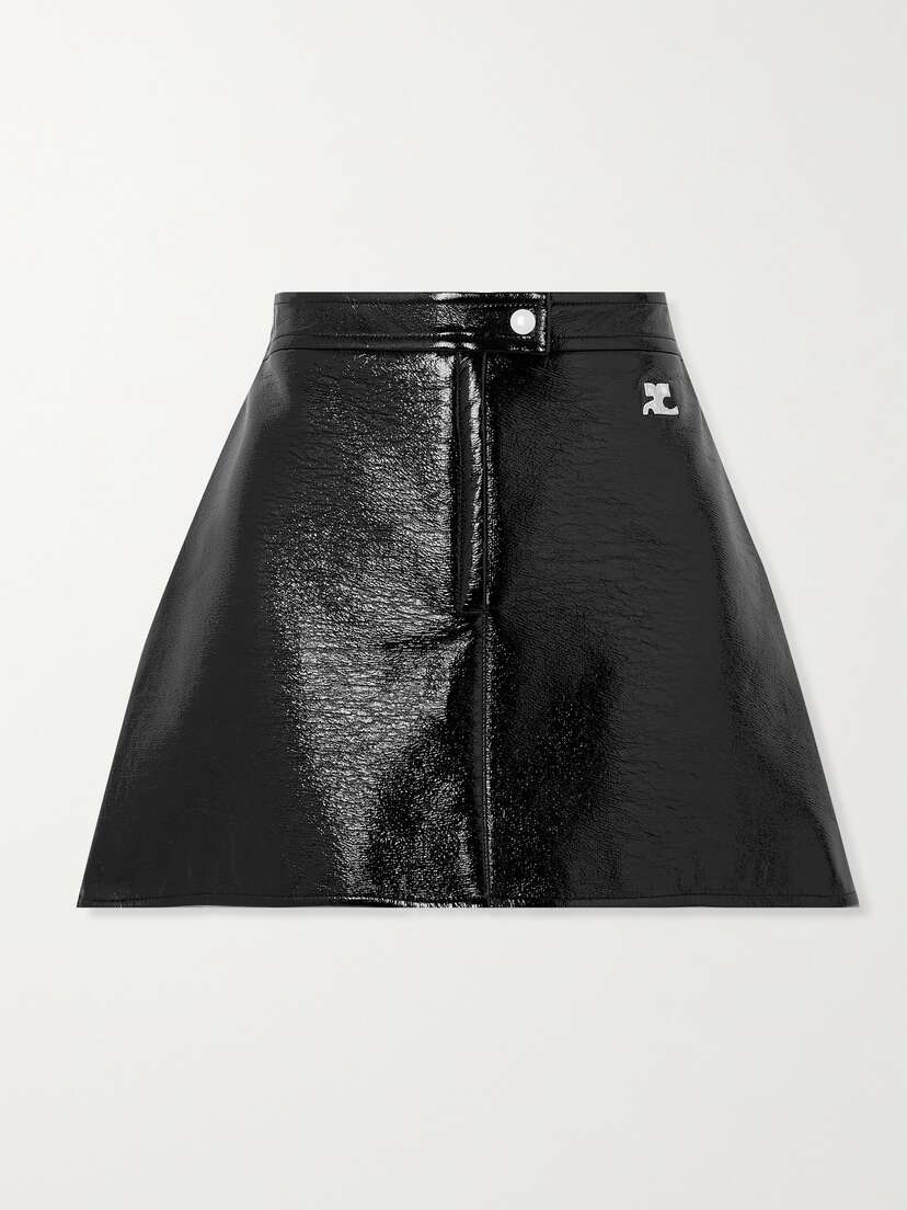 Courreges Reedition Appliquéd Coated Cotton-blend Mini Skirt