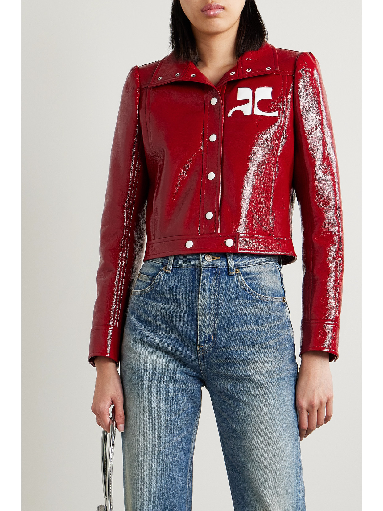 Shop Courrèges Reedition Coated Cotton-blend Jacket In Red