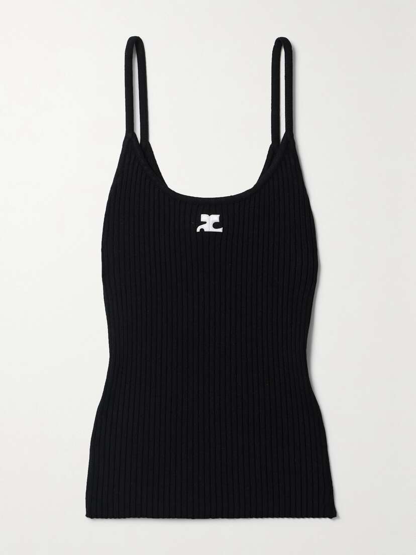 Courreges Reedition Appliquéd Ribbed-knit Tank