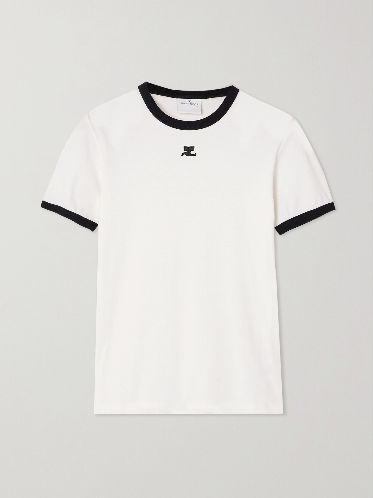 COURREGES - Reedition Piped Cotton-jersey T-shirt - White