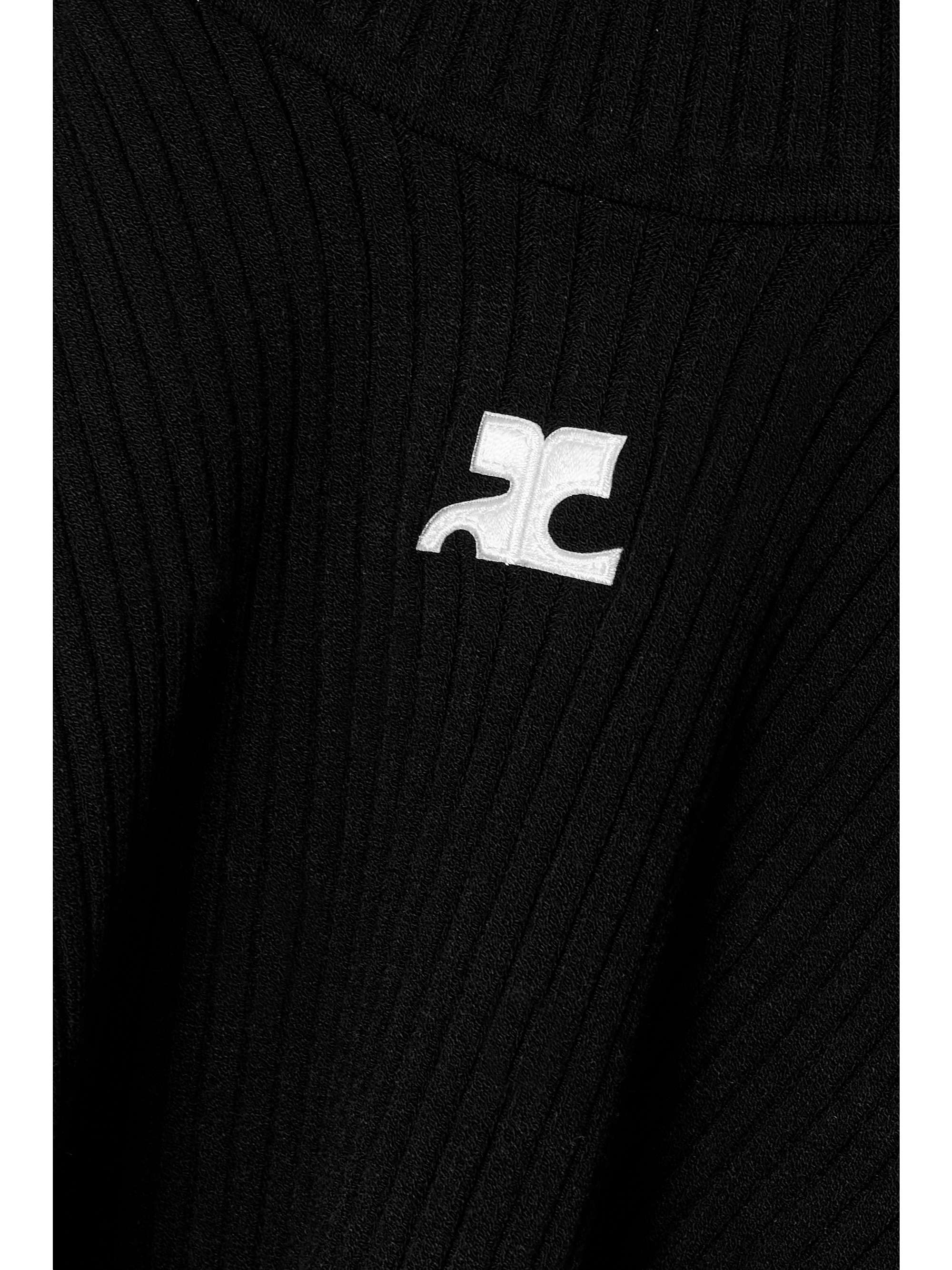 COURRÈGES Embroidered ribbed-knit top