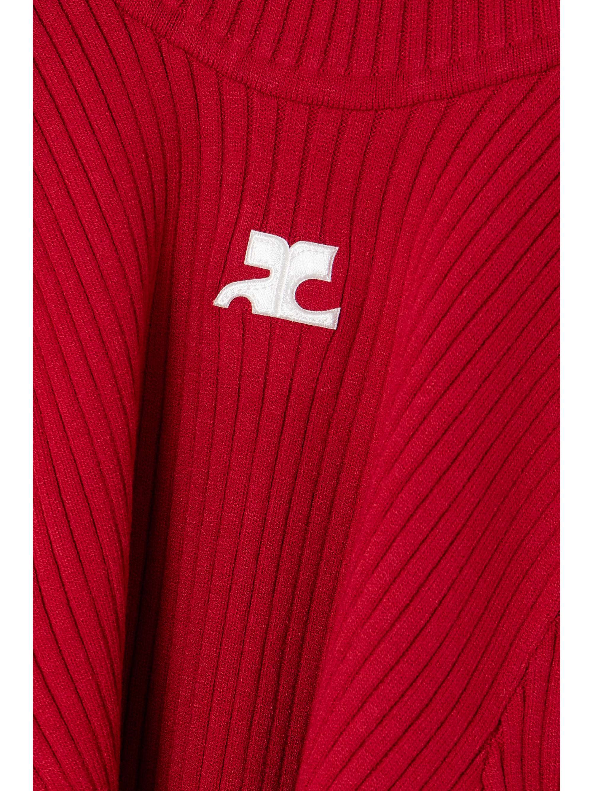 COURRÈGES Embroidered ribbed-knit top
