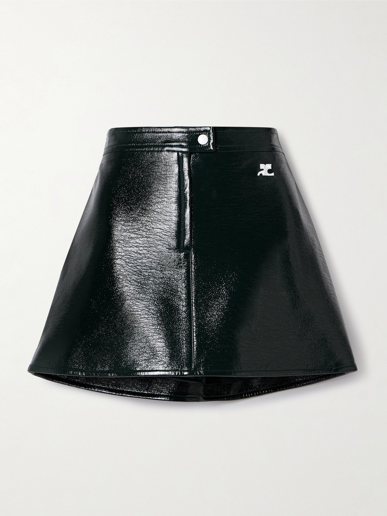 COURREGES - Reedition Appliquéd Coated Cotton-blend Mini Skirt - Green