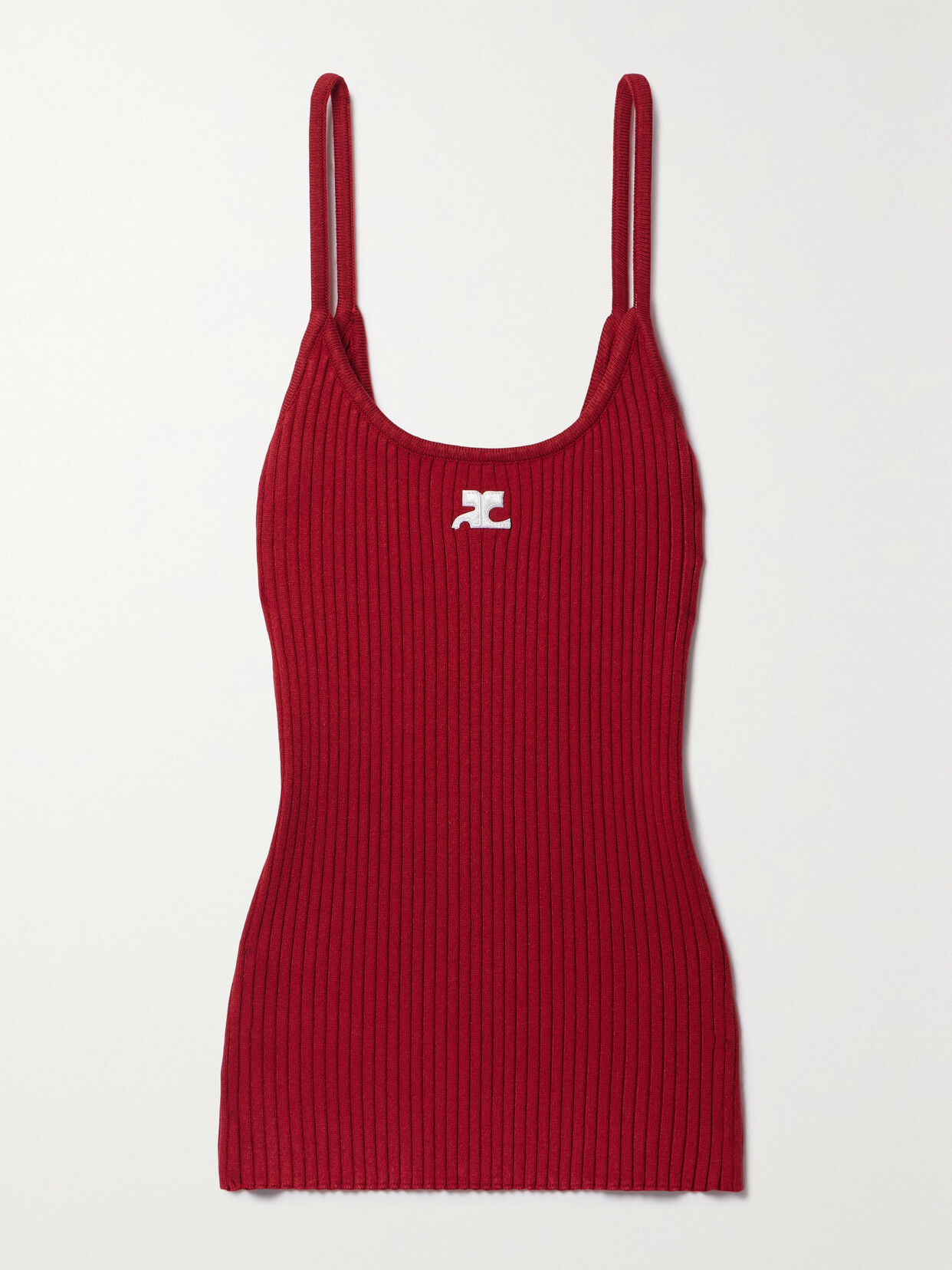 COURREGES - Reedition Appliquéd Ribbed-knit Tank - Red